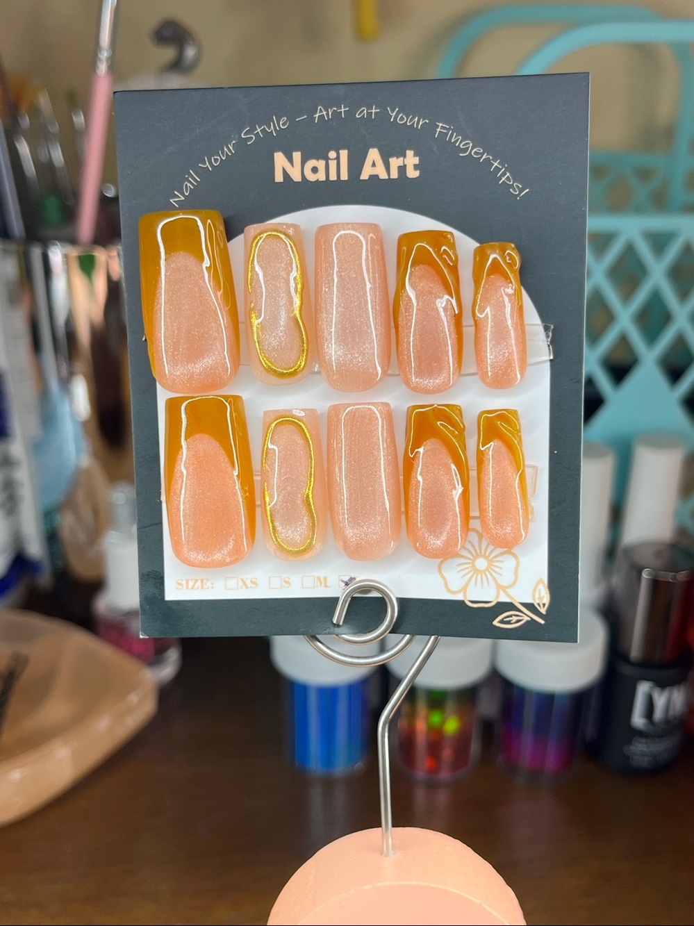Press on nails Champagne Cat eye Nail Set Large